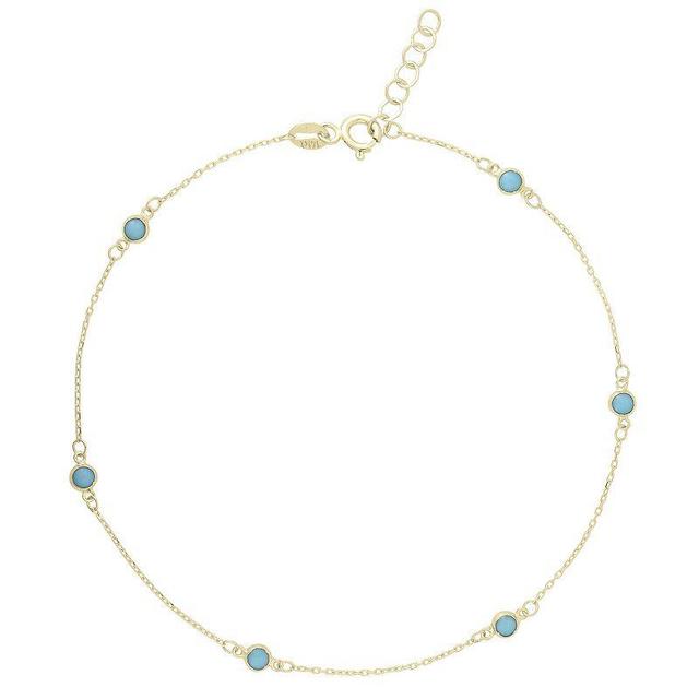 LUMINOR GOLD 14k Gold Turquoise Anklet, Womens Product Image