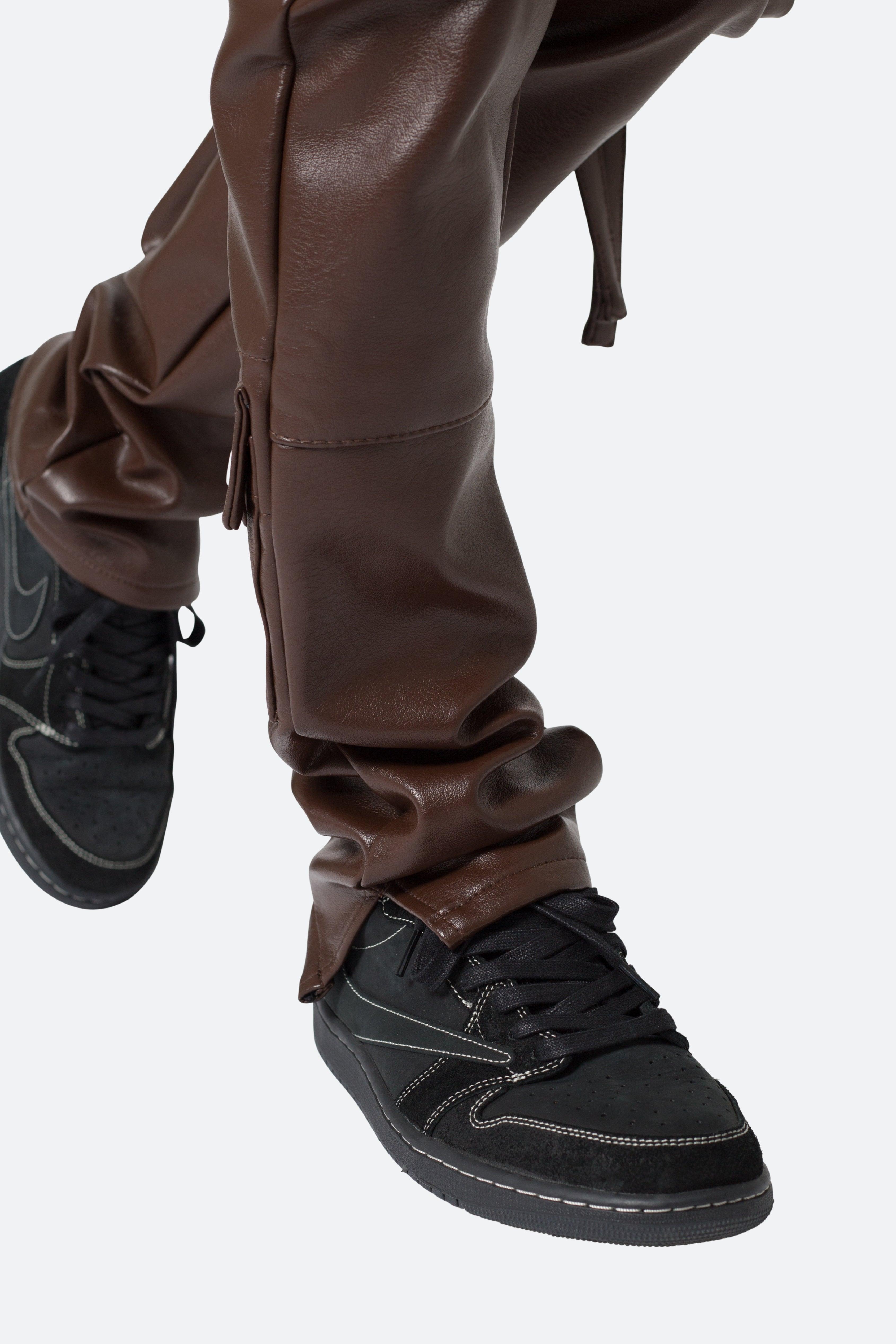 D152 Leather Cargo Pants - Brown Product Image