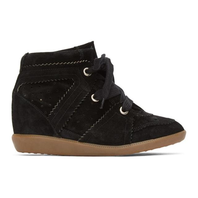 Bobby Suede Wedge Sneakers In Black Product Image