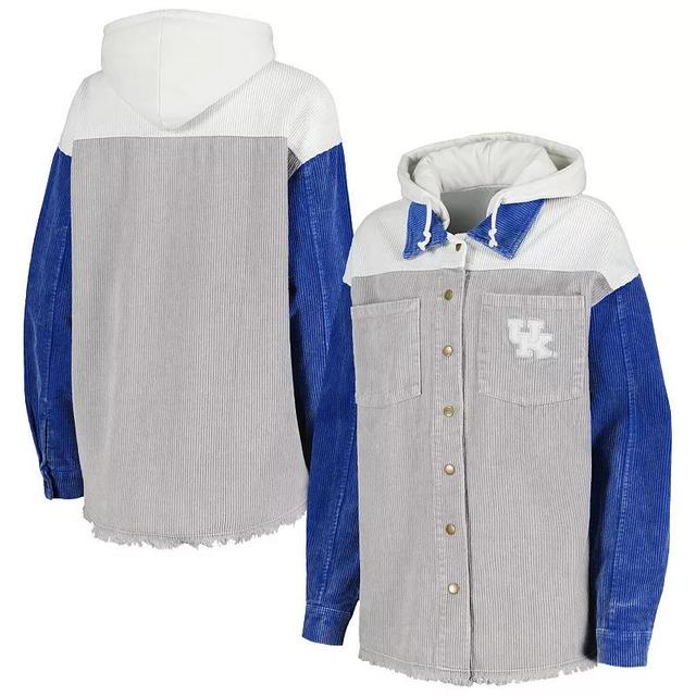 Womens Gameday Couture Gray Kentucky Wildcats Vintage Wash Corduroy Full-Snap Hooded Shacket Product Image