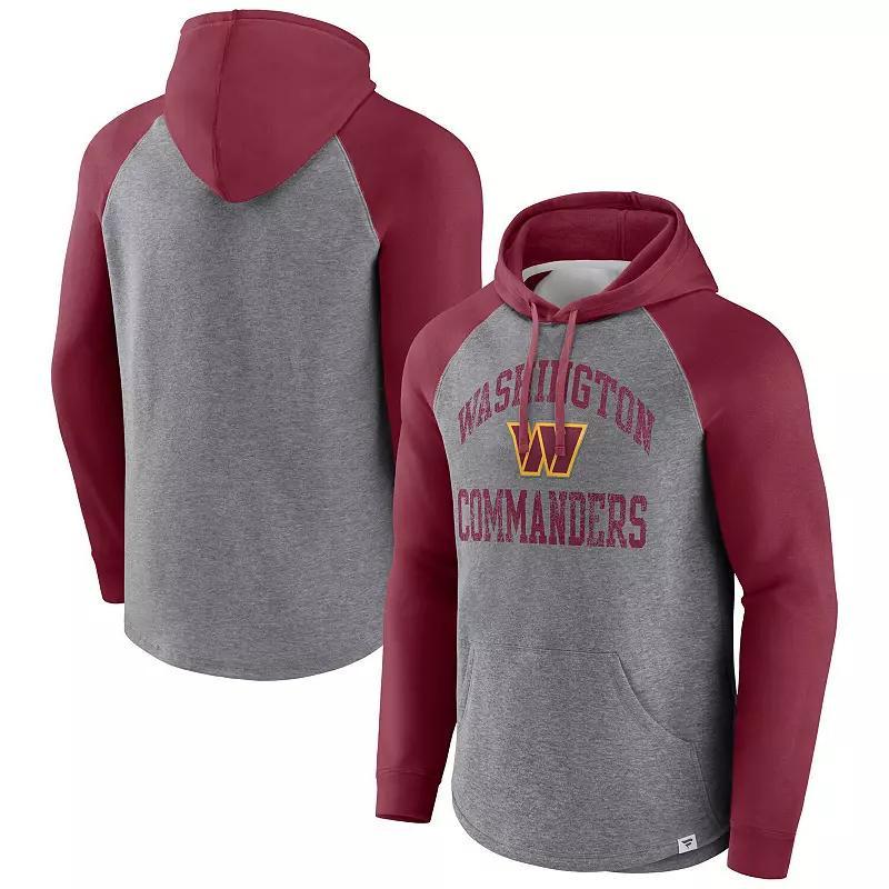 Mens Fanatics Heather Gray Distressed Washington Commanders Favorite Arch Raglan Pullover Hoodie Product Image