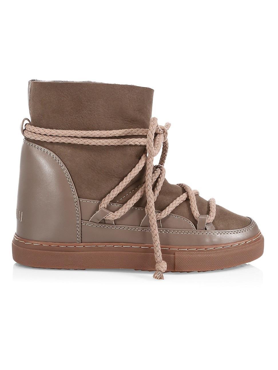 Womens Classic Leather Wedge Sneaker Boots Product Image