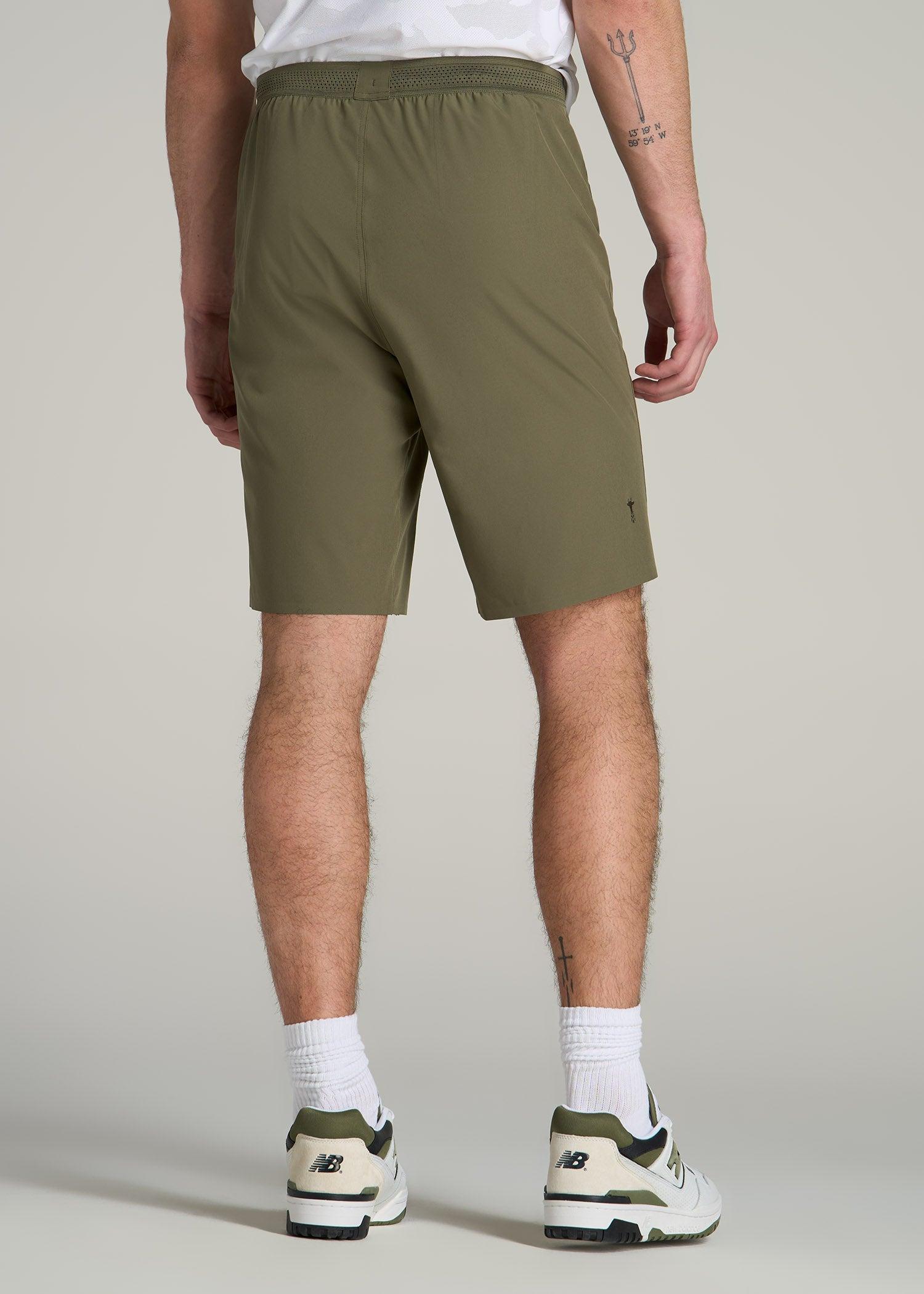 Featherweight Perforated Training Shorts for Tall Men in Olive Male Product Image