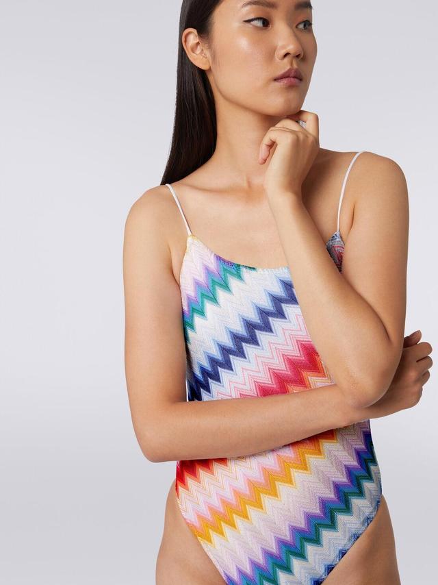 Zigzag one-piece swimming costume with lurex Multicoloured | Missoni Product Image