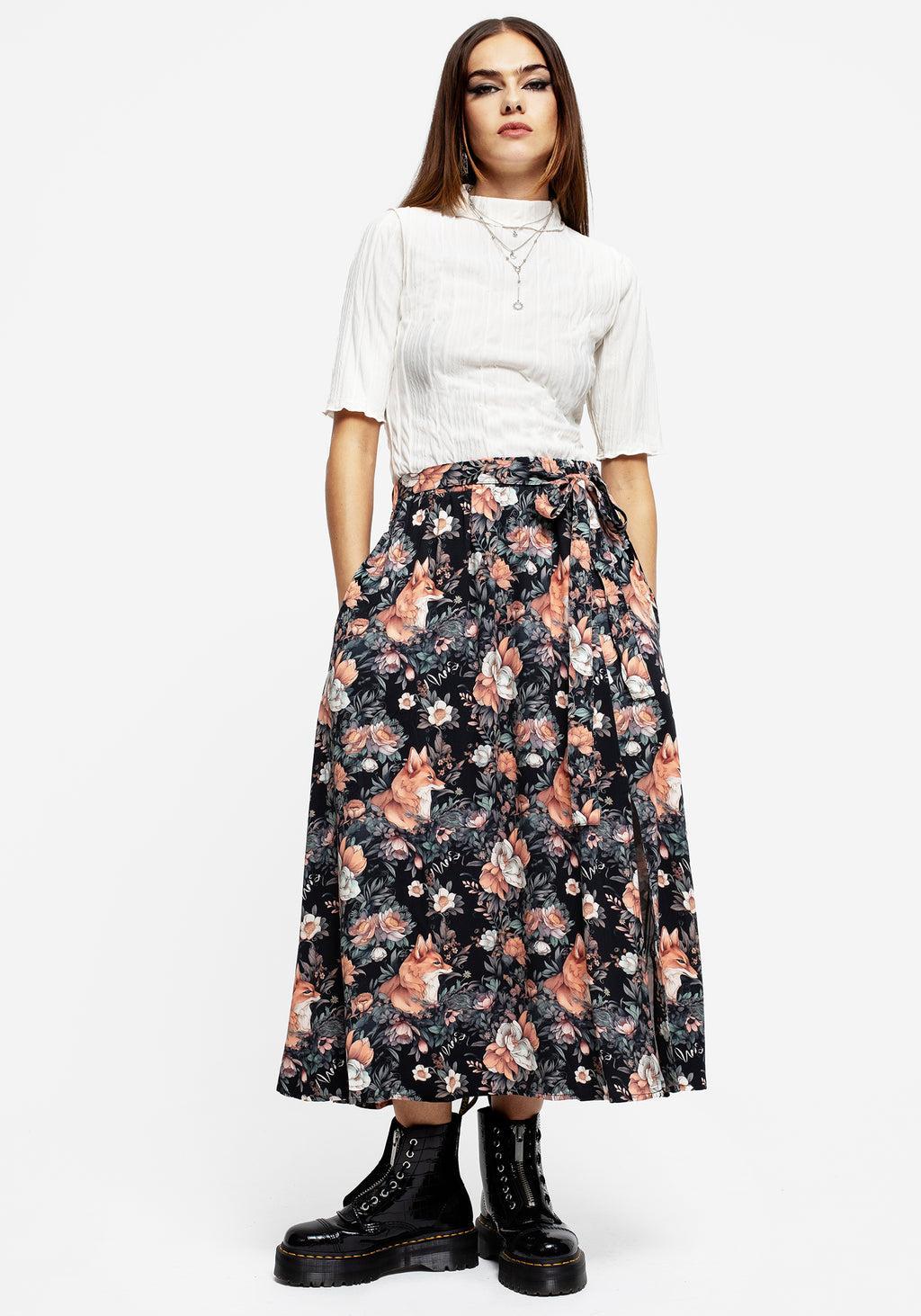 Reynard Fox Floral Print Midi Skirt Product Image