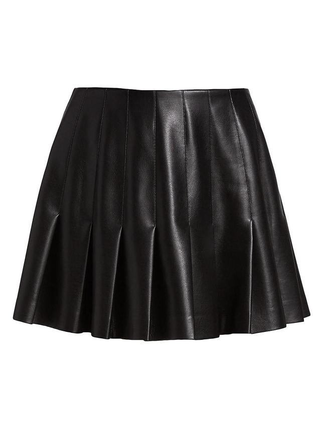 Womens Carter Vegan Leather Pleated Miniskirt Product Image