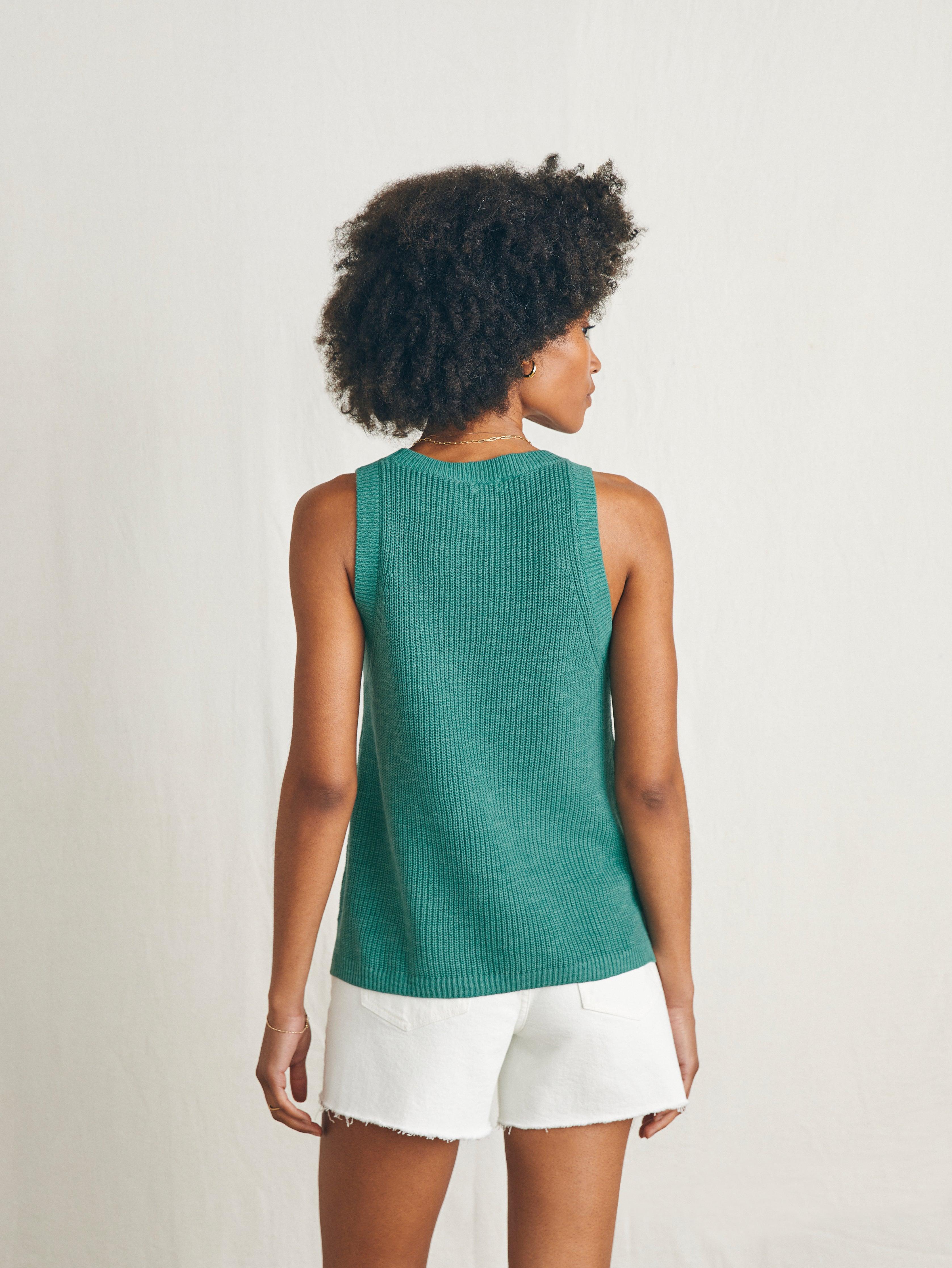 Miramar Linen Scoop Neck Tank - Bottle Green Female Product Image