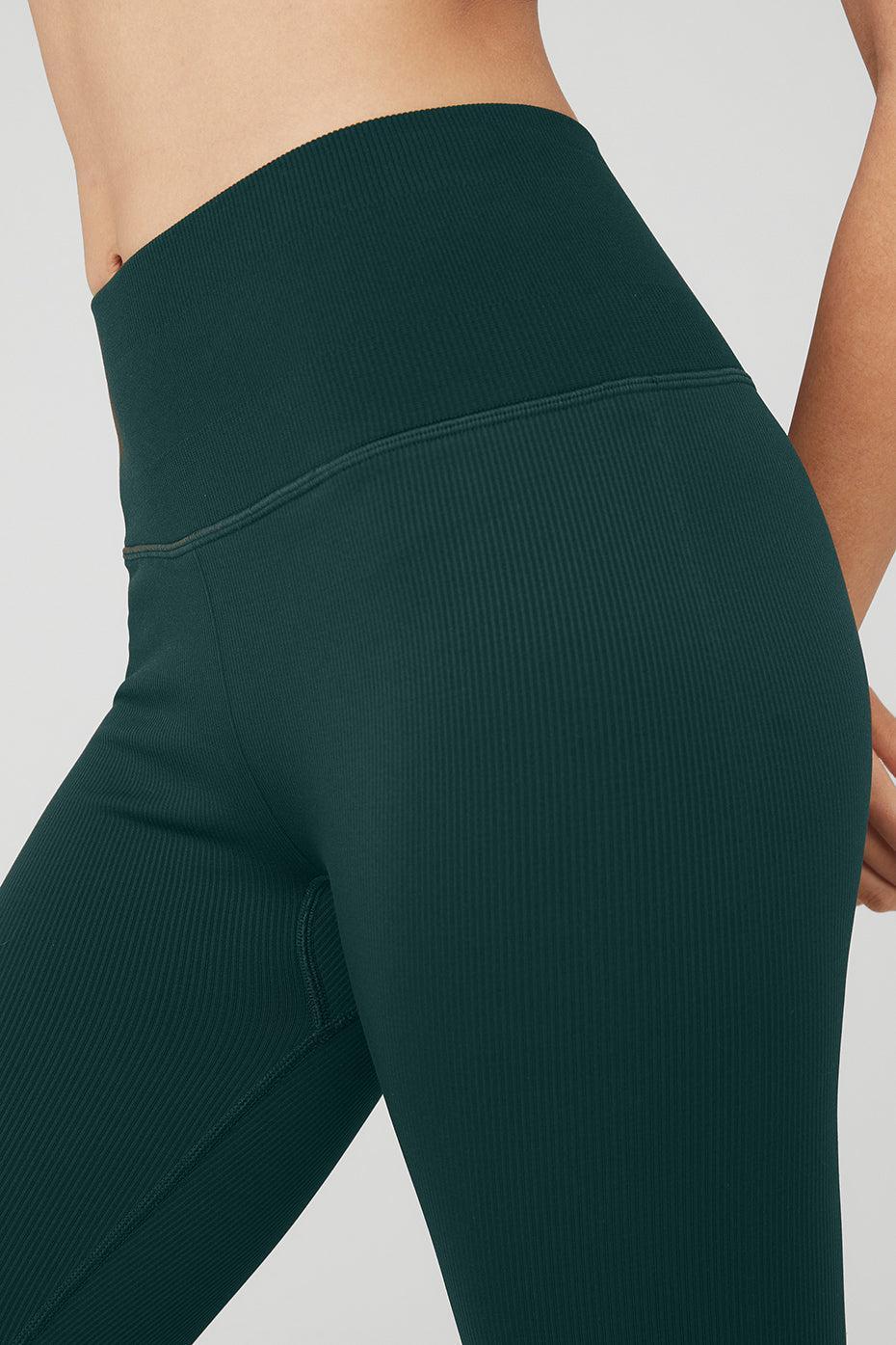 Seamless High-Waist Ribbed Legging - Midnight Green Female Product Image