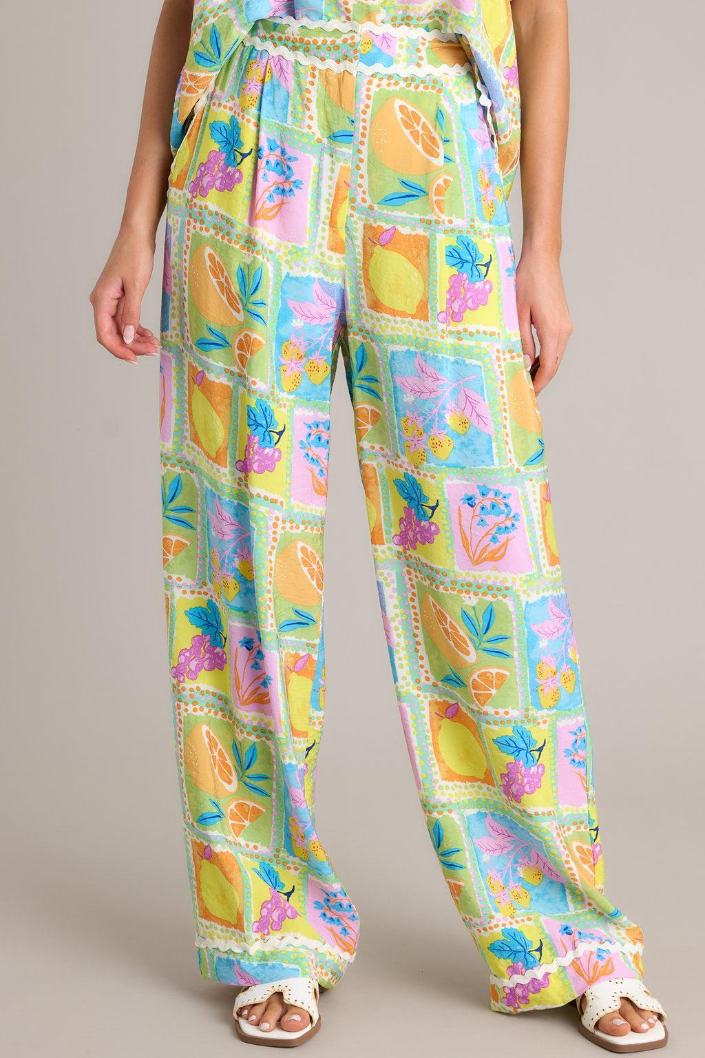 Fruitful Fun Green Tropical Print Pants Product Image