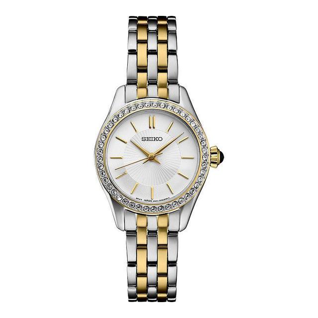 Seiko Womens Crystal Two Tone Quartz White Dial Watch - SUR540 Multicolor Product Image