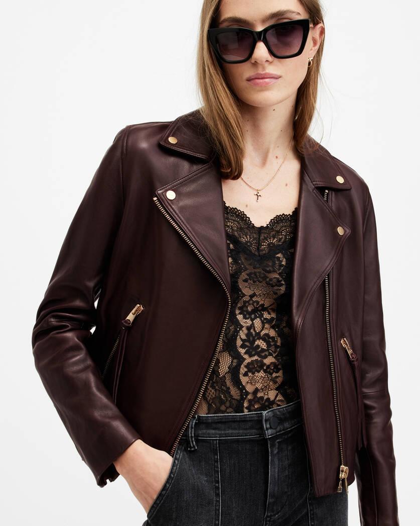 Dalby Slim Fit Leather Biker Jacket Product Image