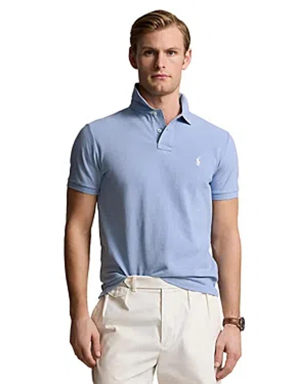 Classic Fit Mesh Polo Shirt In Pastel Blue Product Image