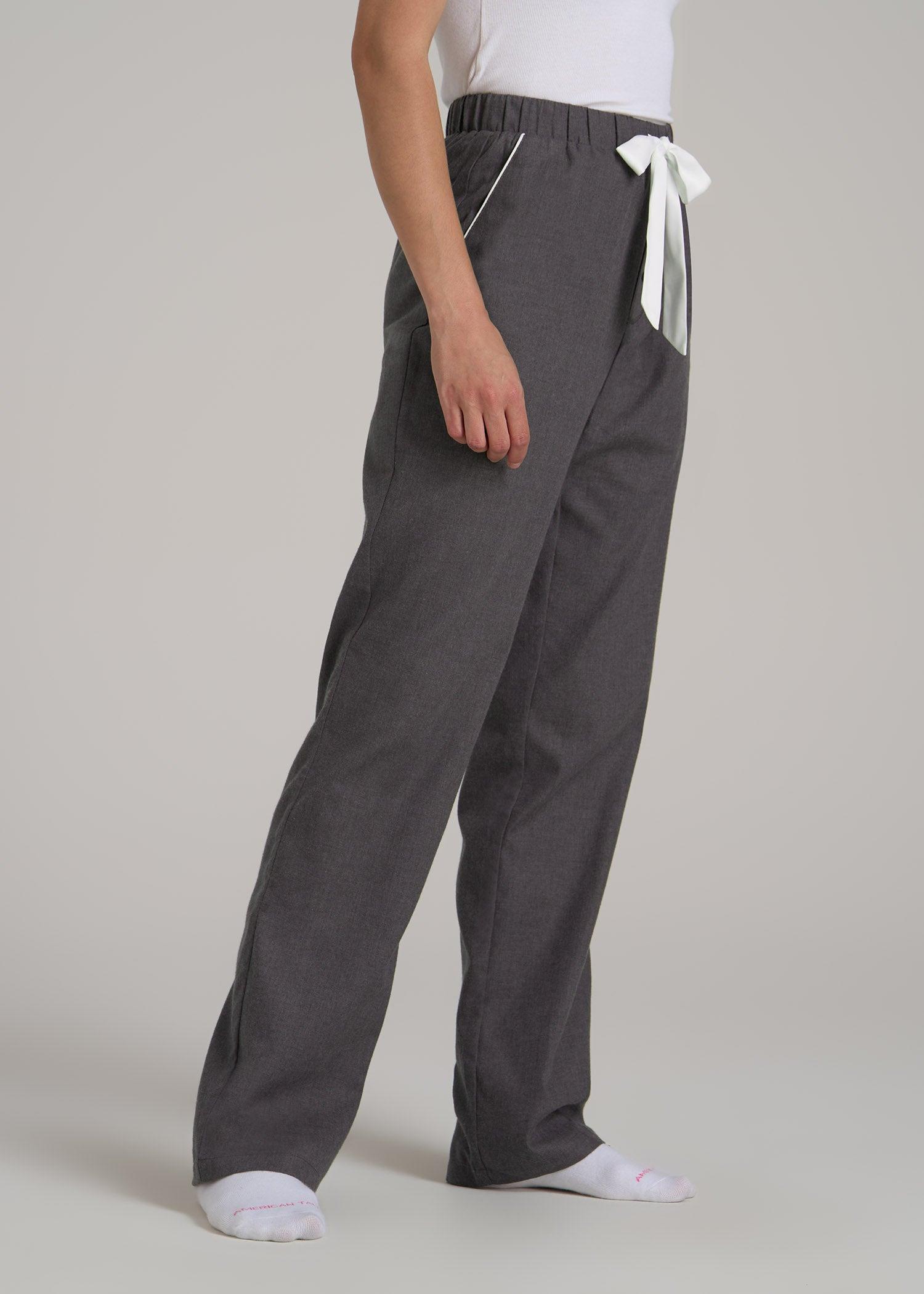 Open-Bottom Flannel Women's Tall Pajama Pants in Charcoal Flannel Product Image