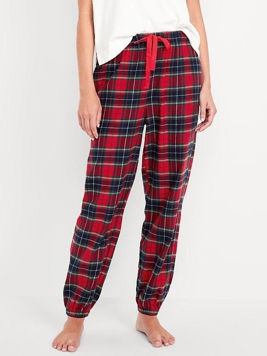 High-Waisted Flannel Pajama Joggers Product Image