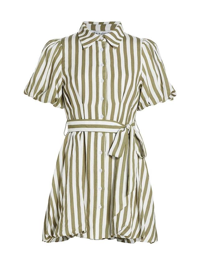 Womens Cece Striped Bubble-Hem Minidress Product Image