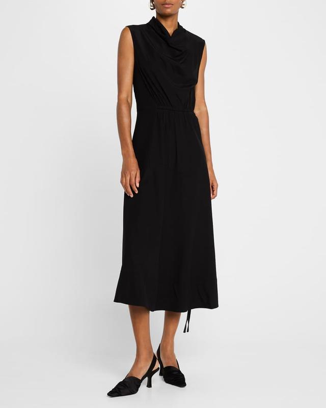 Sabrina Cowl-Neck Sleeveless Ruched Midi Dress Product Image