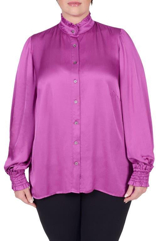 MAYES NYC Torie Ruffle Collar Satin Blouse Product Image