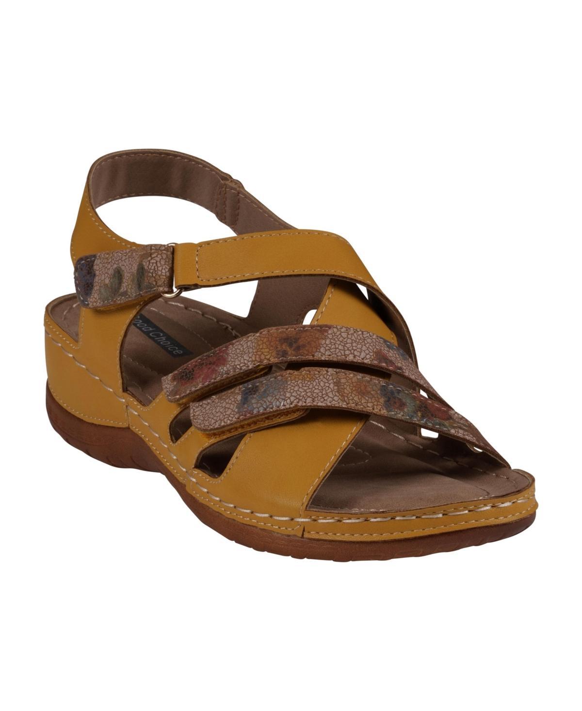 Gc Shoes Womens Dalary Strappy Stay-Put Two-Tone Comfort Flat Sandals Product Image