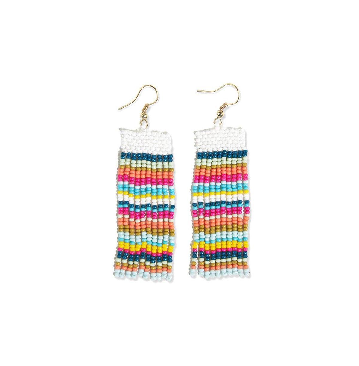 Ink+Alloy Ink+Alloy Womens Adaline Horizontal Stripe Beaded Fringe Dangle Boho Earrings, 3.25-Inch (Multi Color) Product Image