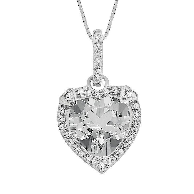 Gemminded Sterling Silver White Topaz and Diamond Accent Heart Frame Pendant, Womens Product Image