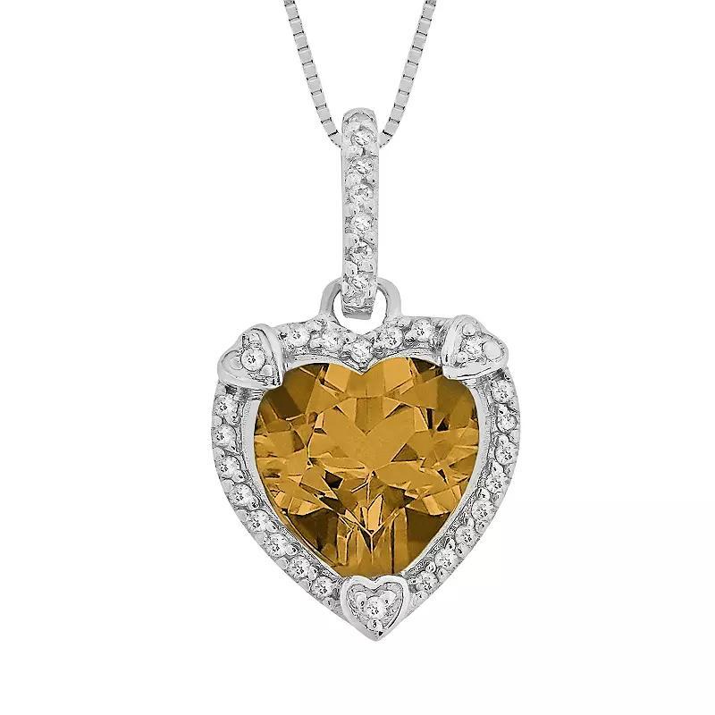 Gemminded Sterling Silver Peridot and Diamond Accent Heart Frame Pendant, Womens Product Image