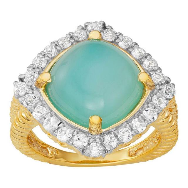 Jewelexcess 14k Gold Over Silver Chalcedony & White Topaz Halo Ring, Womens 14k Gold Plated Product Image