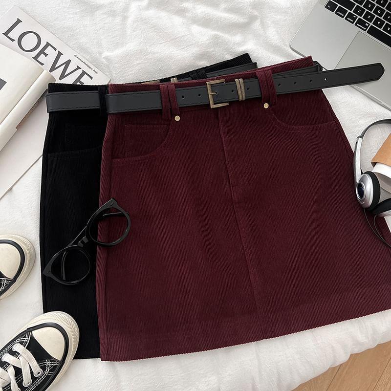 High Rise Corduroy Mini Skirt Product Image