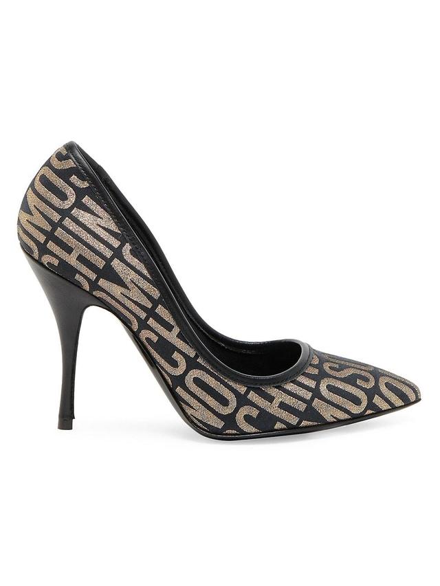 Womens Metallic Logo Jacquard Stilleto Pumps Product Image