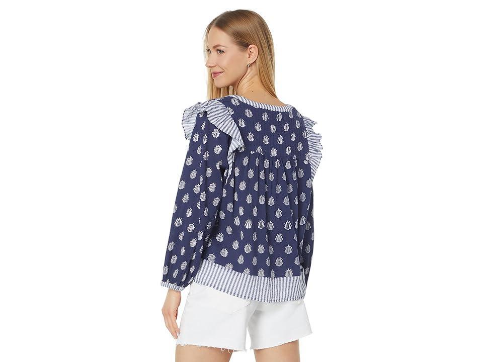 Vineyard Vines Fleur De Leaf Quilted Top (Fleur De Leaf/Deep Bay) Women's Clothing Product Image