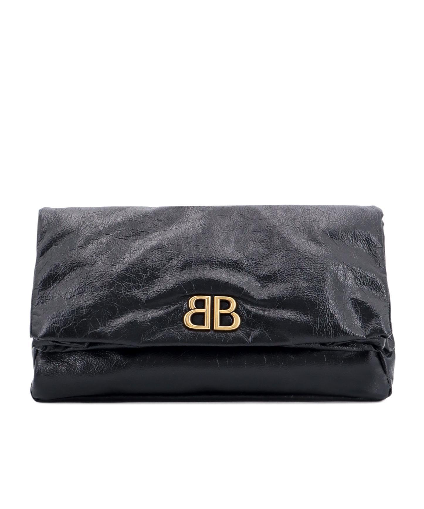 BALENCIAGA Monaco Bb Monogram Clutch Bag In Black Product Image