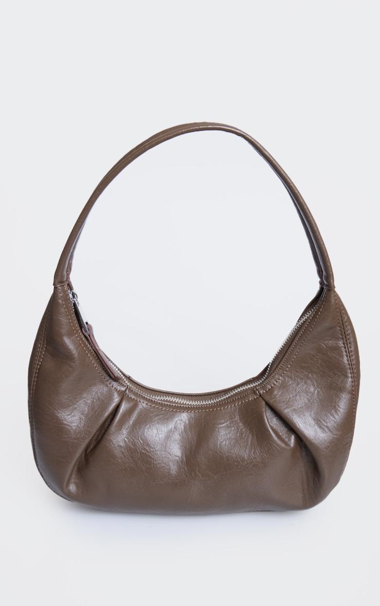 Chocolate Crinkle Pu Pleat Detail Shoulder Bag Product Image