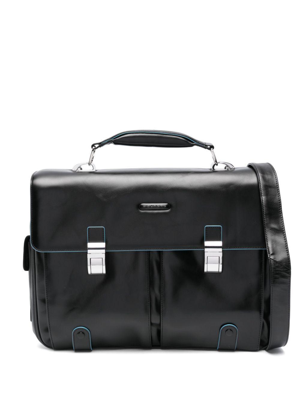 PIQUADRO Leather Laptop Bag In Black Product Image