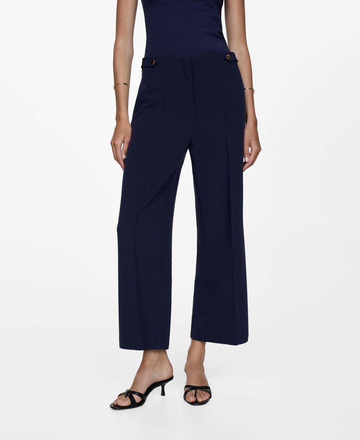 Mango Womens Buttons Straight-Fit Trousers Product Image