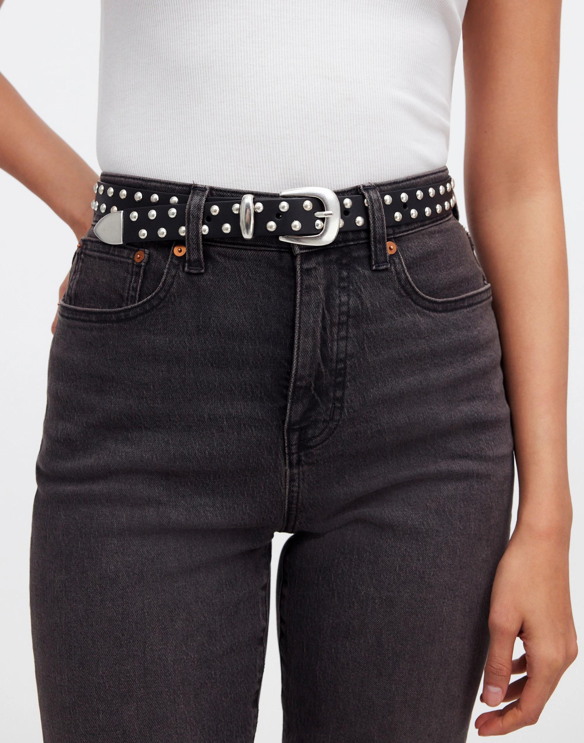 Skinny Leather Western Belt: Studded Edition Product Image