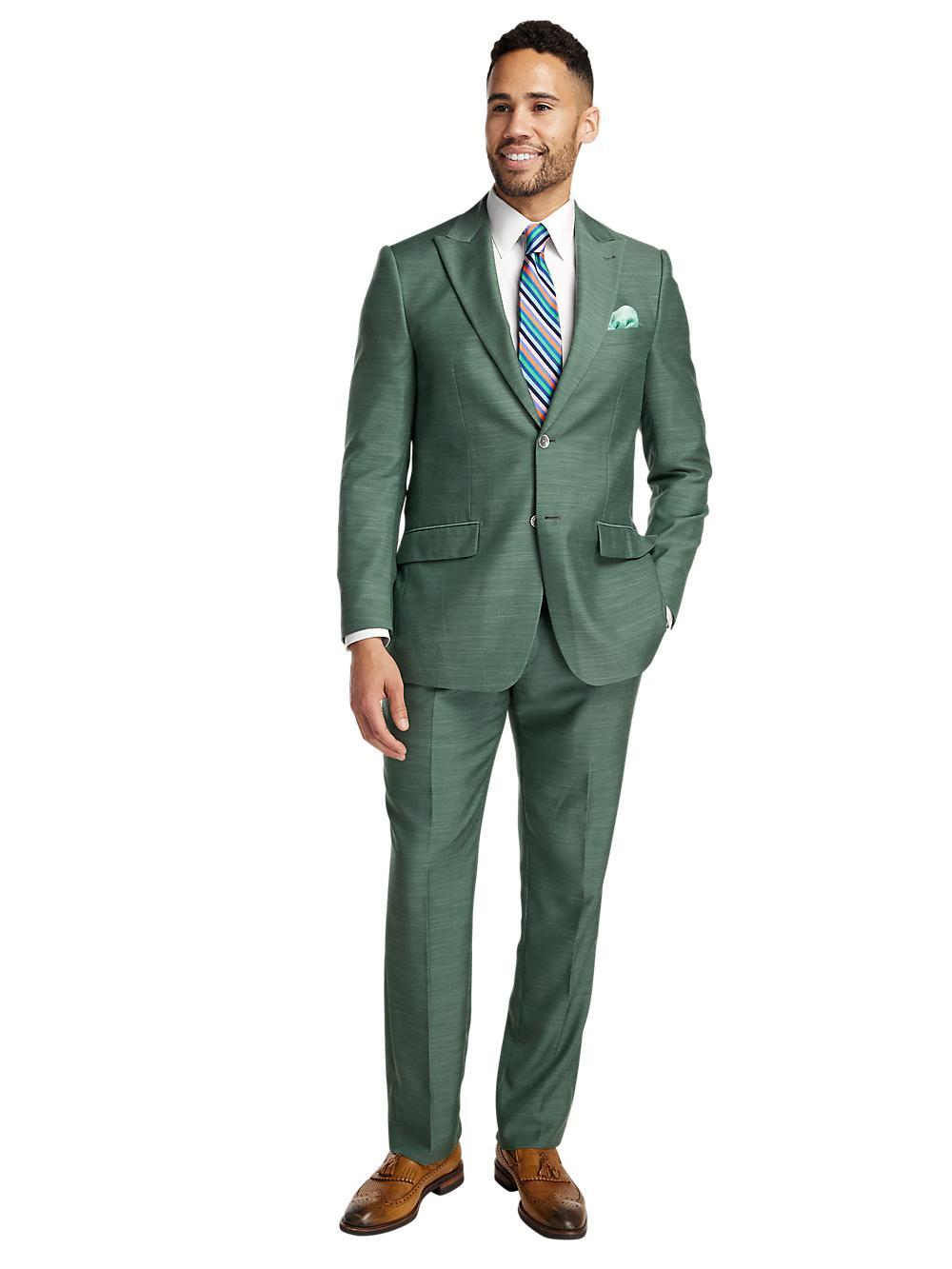 Performance Blend Single Breasted Peak Lapel Suit - Green Product Image