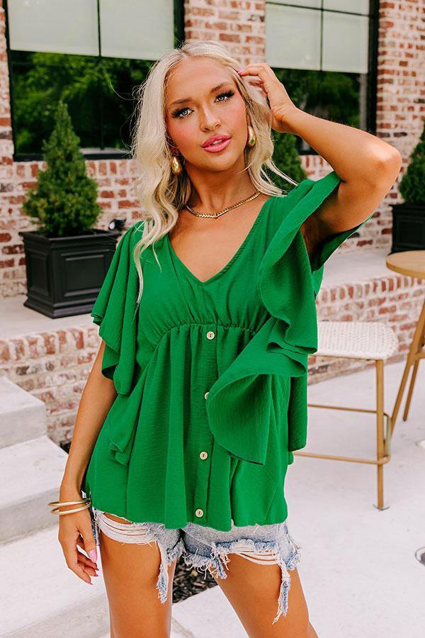 Happy Hideaway Babydoll Top In Green Product Image