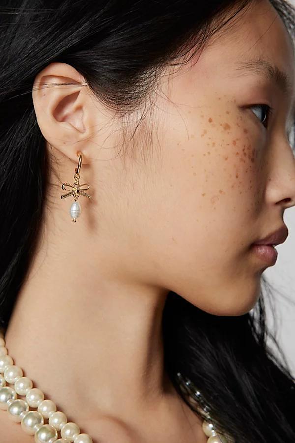 Bow Charm Hoop Earring Womens at Urban Outfitters Product Image