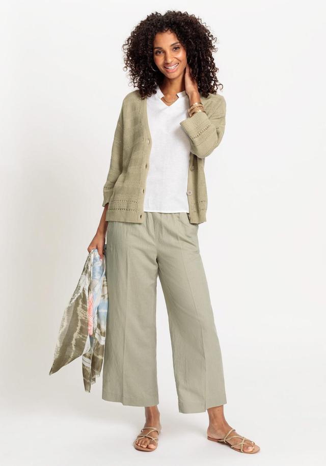 Olsen Womens Anna Fit Wide Leg Cotton Linen Pull-On Culottes Product Image