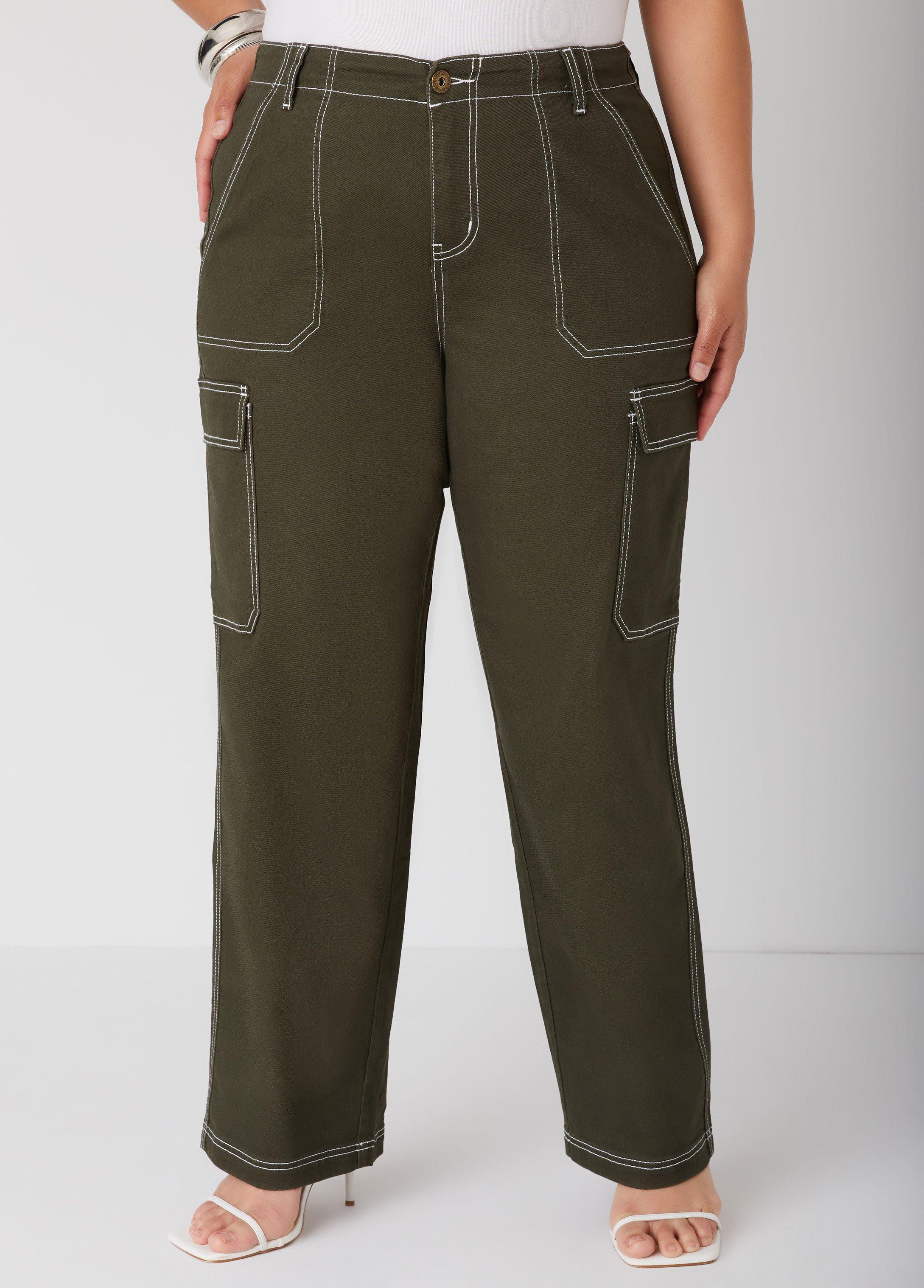 Plus Size Stitch Detailed Cargo Jeans Ashley Stewart Product Image