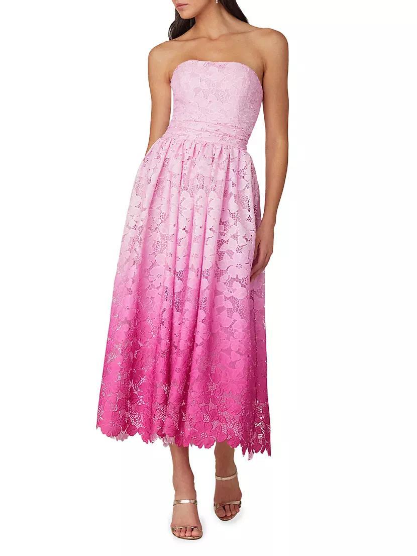 Tulip Ombré Floral Lace Midi-Dress Product Image