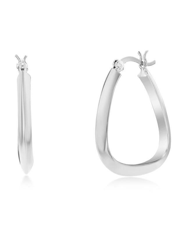 Argento Bella Triangle-Shaped Hoop Earrings, Womens, White Product Image