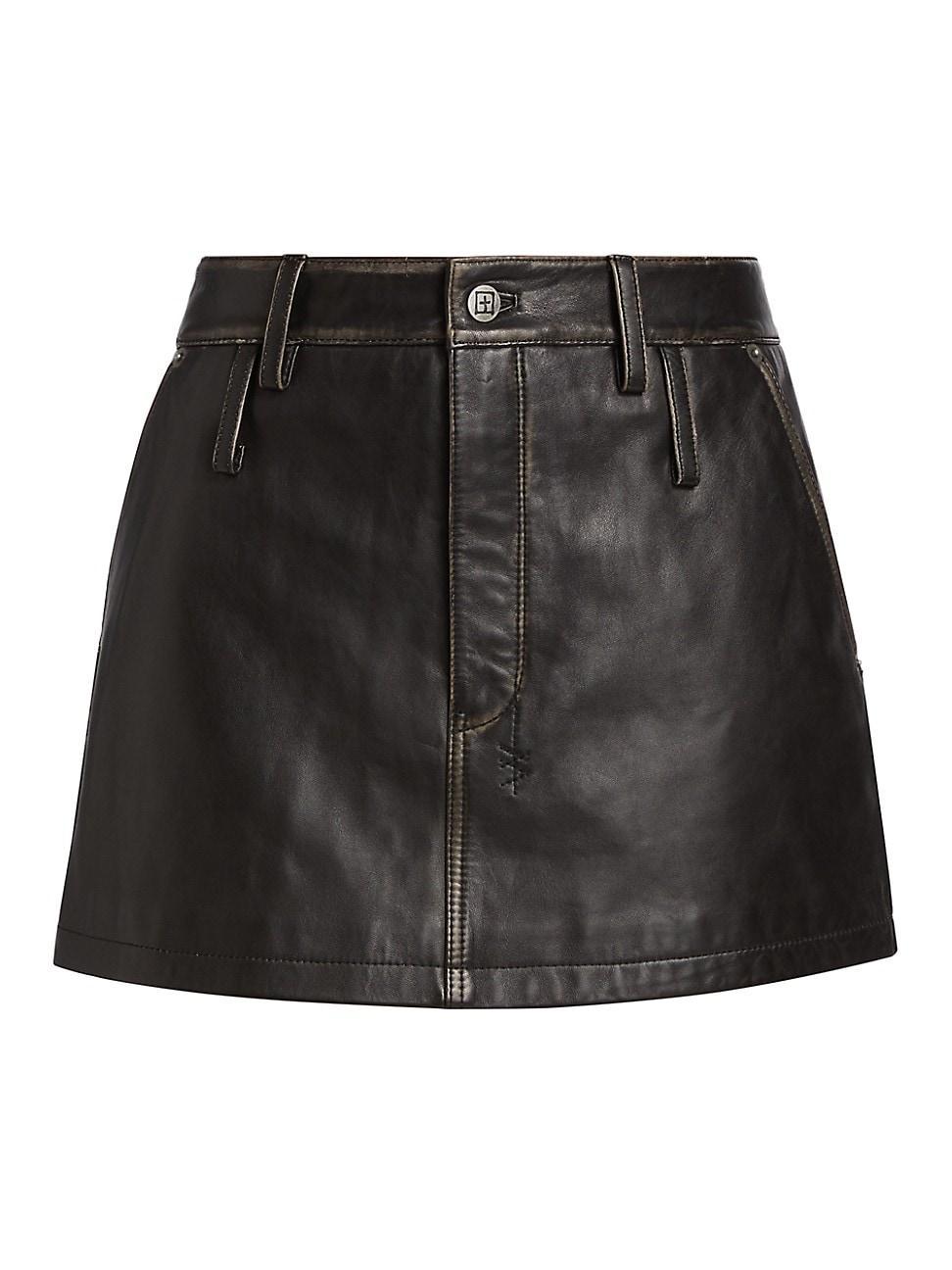 Womens Low Rider Leather Mini Skirt Product Image