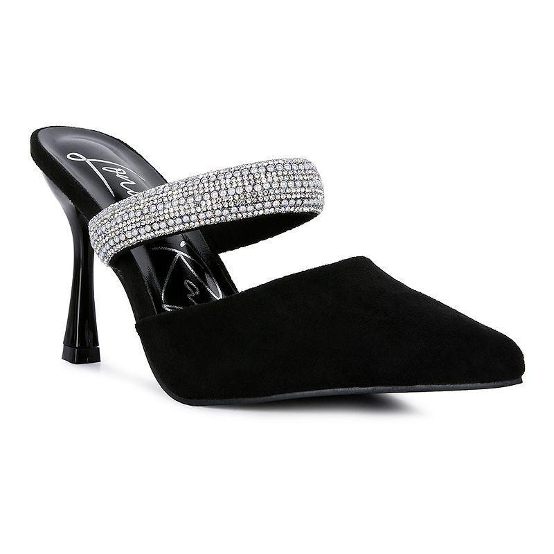 London Rag Fauci Womens Embellished-Strap Heeled Mules Product Image