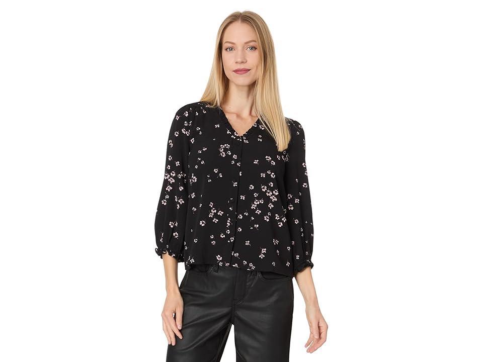 CeCe V-Neck Button Front Top (Rich ) Women's Clothing Product Image