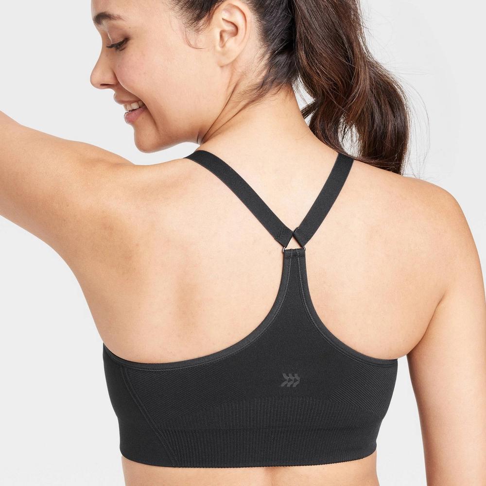 Women's Seamless Medium Support Cami  Sports Bra - All In Motion™ Black M Product Image