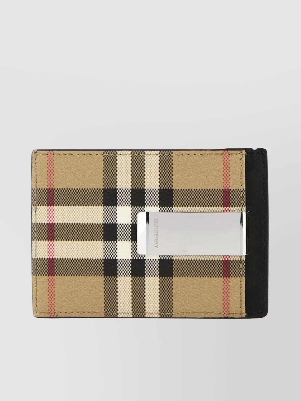 Canvas Check Card Holder In Black Product Image