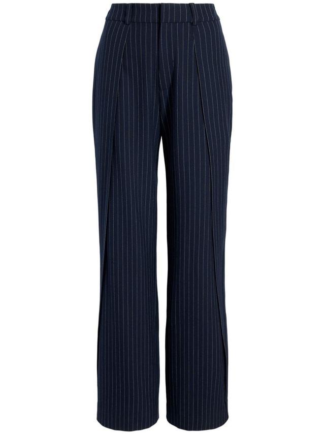 Cinq A Sept Becca Pinstripe Wide Leg Pants In Navy/ivory Product Image