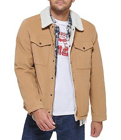 Mens Levis Classic Corduroy Sherpa Trucker Jacket Green Product Image