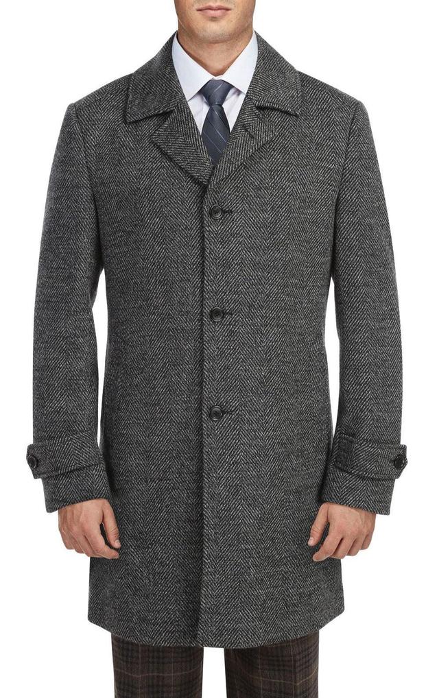 Gray Slim Fit Wool Blend Long Overcoat Product Image