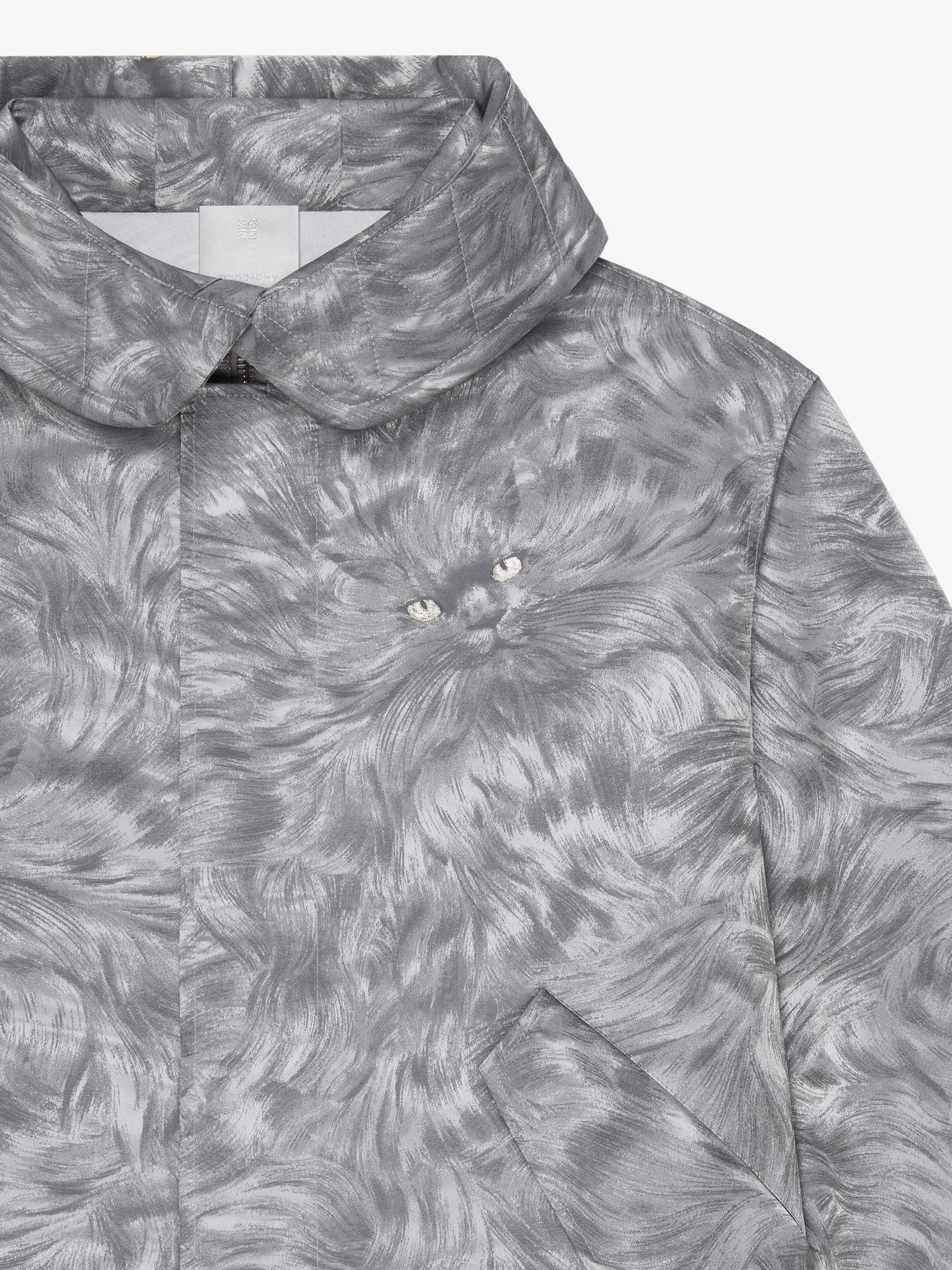 Short parka in cat jacquard Product Image